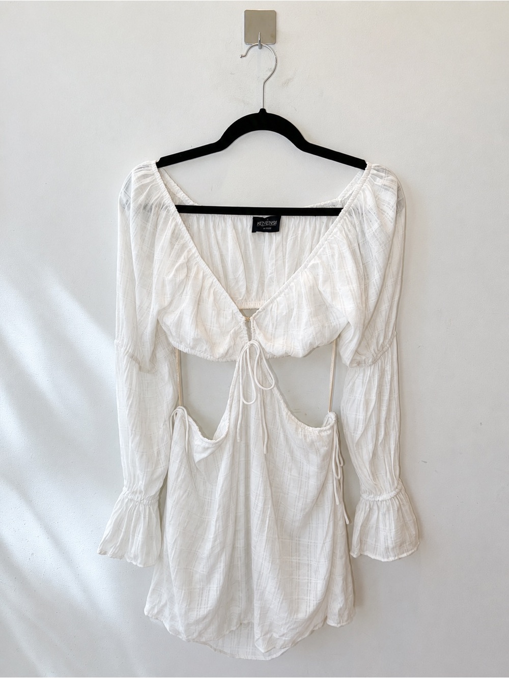 Kittenish White Open-Side Tie-Front Dress